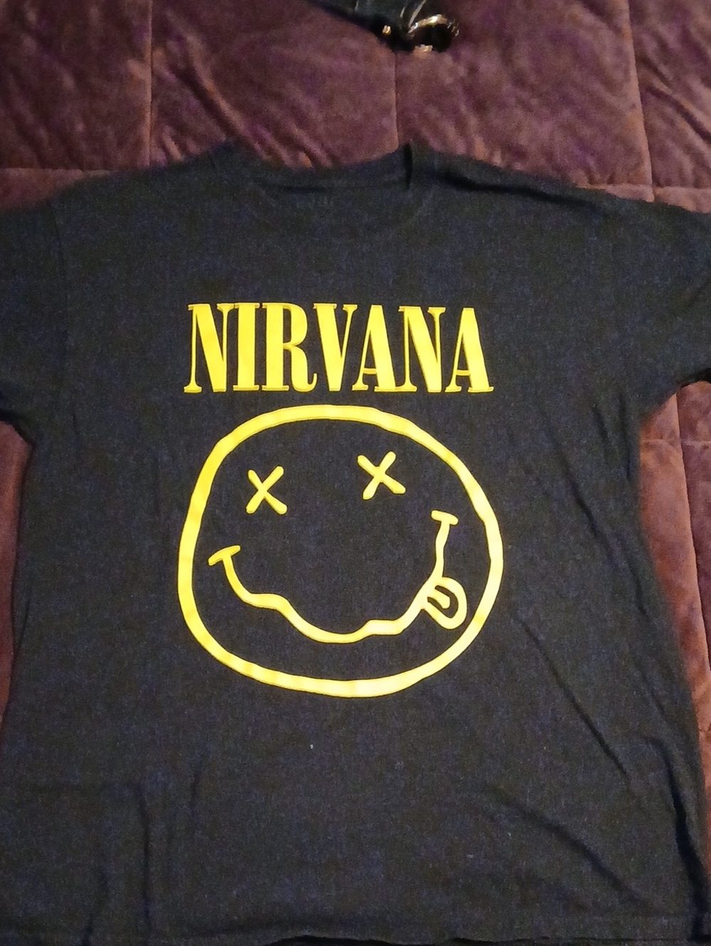 NIRVANA Black Tee with Yellow Logo Mens Short Sleeve